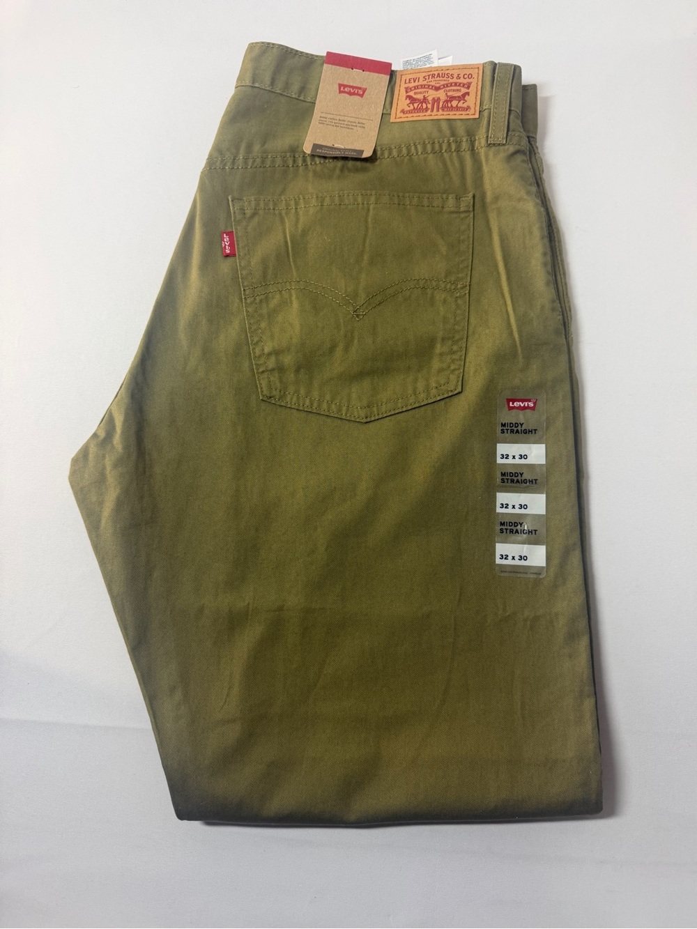 Levi’s Middy Straight Olive Green Cotton Twill Pants NWT Men’s